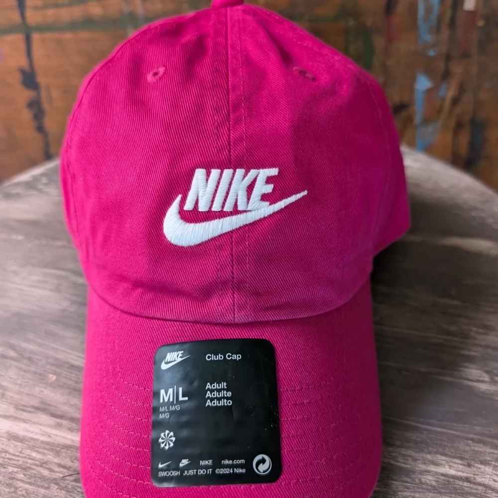 Nike Logo Baseball Club Cap Hat, Unisex, Pink, Adjustable, Medium/Large, NWT!
